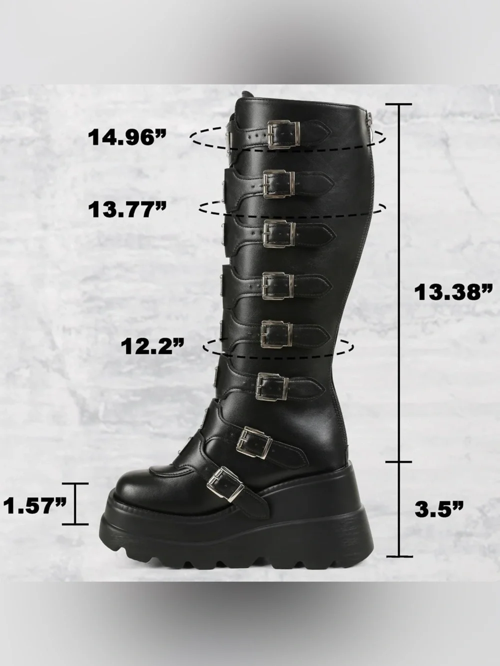 Chunky Platform Knee High Boot Women’s Size 7 Black Goth